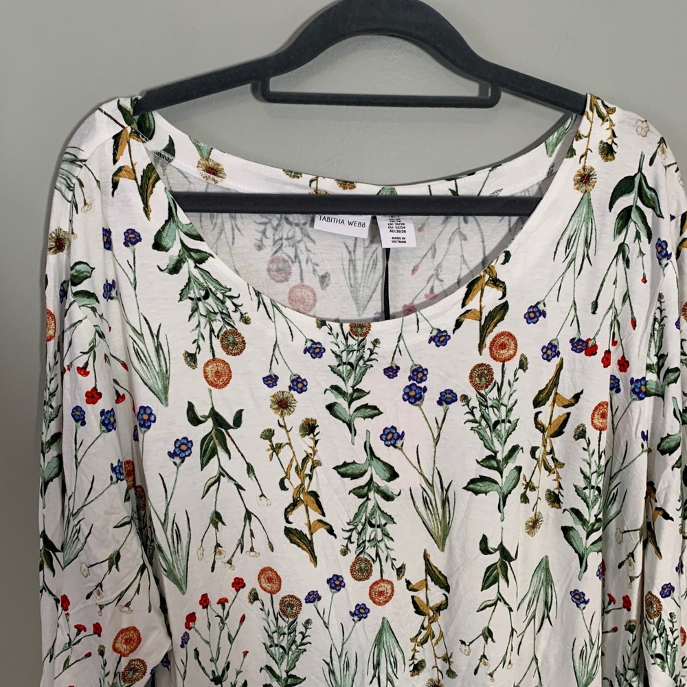 NEW Tabitha Webb Womens 3X Botanical Print Long Sleeve Boat Neck Jersey Knit Top - Picture 4 of 11